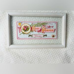 Vintage Wall Art/Perfume Label “Rose Pompon”
